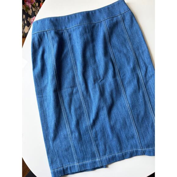 Vintage AKRIS punto denim skirt- Size US 10 - Picture 1 of 4